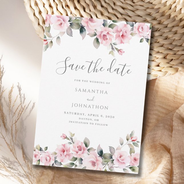 Elegant Pink Floral Rose Wedding  Save The Date (Creator Uploaded)