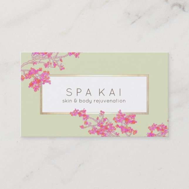 Elegant Pink Floral Salon and Spa Business Card (Front)