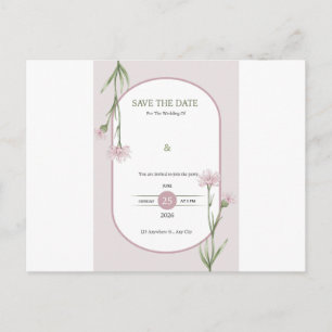 Elegant Pink Floral Save the Date Postcard