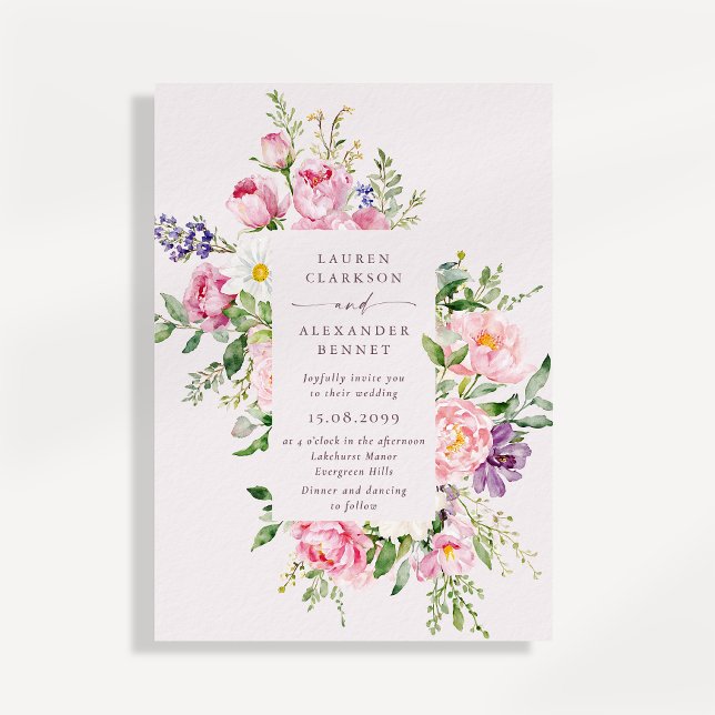Elegant Pink Floral Spring Wedding Invitation (Creator Uploaded)