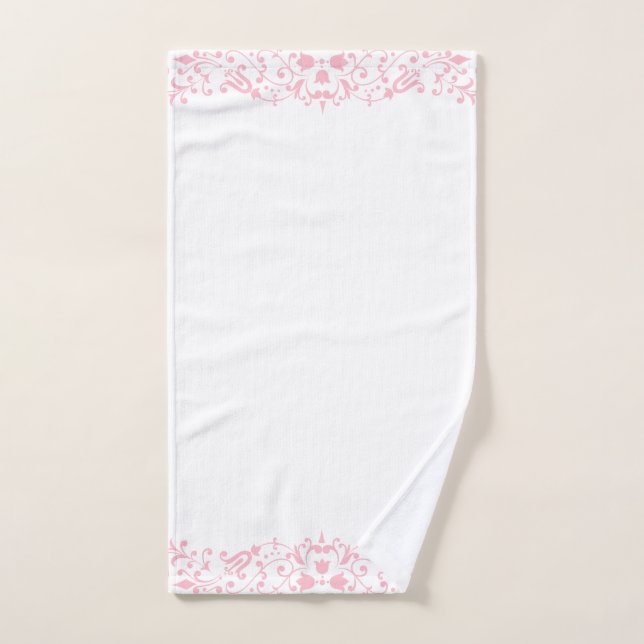 Elegant Pink Floral Swirls Lace Bath Towel Set (Hand Towel)