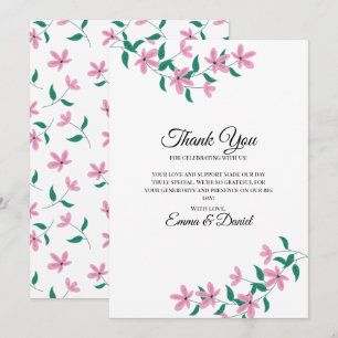 Elegant Pink Floral Thank You Card