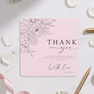 Elegant Pink Floral Thank You Card