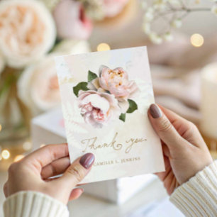 Elegant Pink Floral Thank you Card
