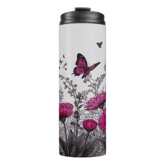 Elegant Pink Floral Thermal Tumbler