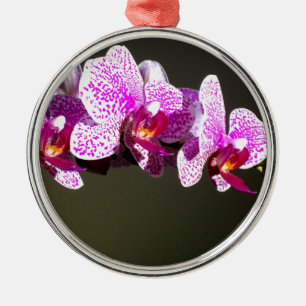 Elegant pink floral tropical pink orchids metal ornament