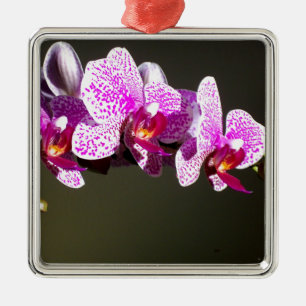Elegant pink floral tropical pink orchids metal ornament