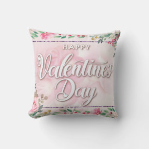Elegant Pink Floral Valentine's Day Cushion