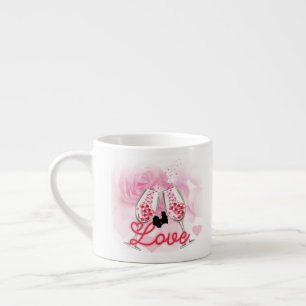 Elegant Pink Floral Valentine's Day Espresso Cup