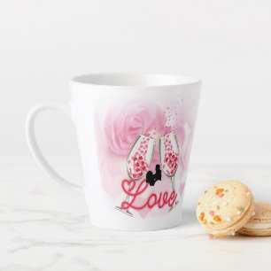Elegant Pink Floral Valentine's Day Latte Mug