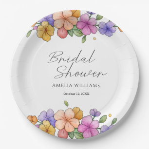 Elegant Pink Floral Vine Bridal Shower Plates