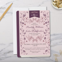 Elegant Pink Floral Vintage Book Cover Wedding
