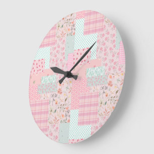 Elegant Pink Floral Wall Clock   Soft Rose Aesthet