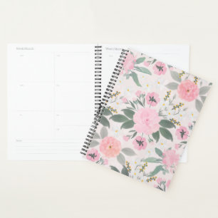 Elegant Pink Floral Watercolor Painting Planner