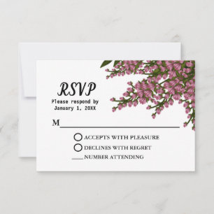 Elegant Pink Floral Watercolor Wedding Custom RSVP Card