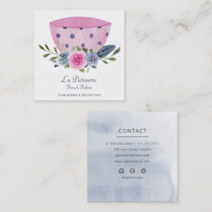 Elegant Pink Floral Wedding Cake Makers Bakery Square Business Card