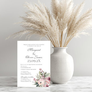 Elegant Pink Floral Wedding Invitation