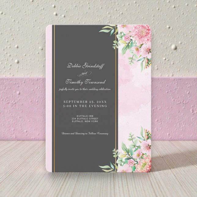 Elegant Pink Floral Wedding Invitation  (Creator Uploaded)