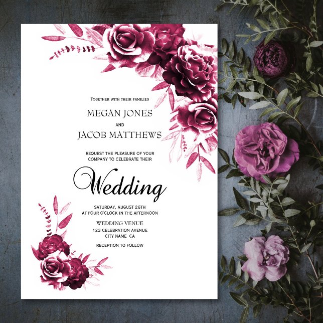 Elegant Pink Floral Wedding Invitation (Creator Uploaded)