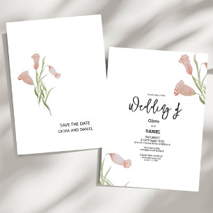  Elegant Pink Floral Wedding Invitation