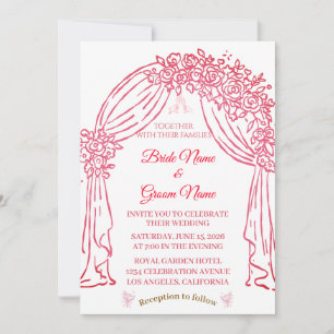 Elegant Pink Floral Wedding Invitation