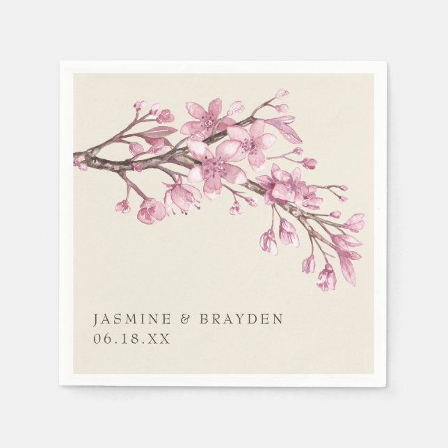 Elegant Pink Floral Wedding Napkin (Front)