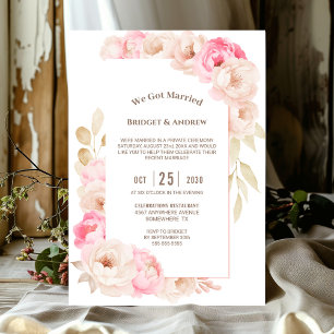 Elegant Pink Floral Wedding Reception Invitation