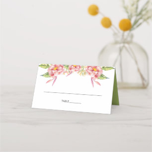 Elegant Pink Floral Wedding Reception Place Card