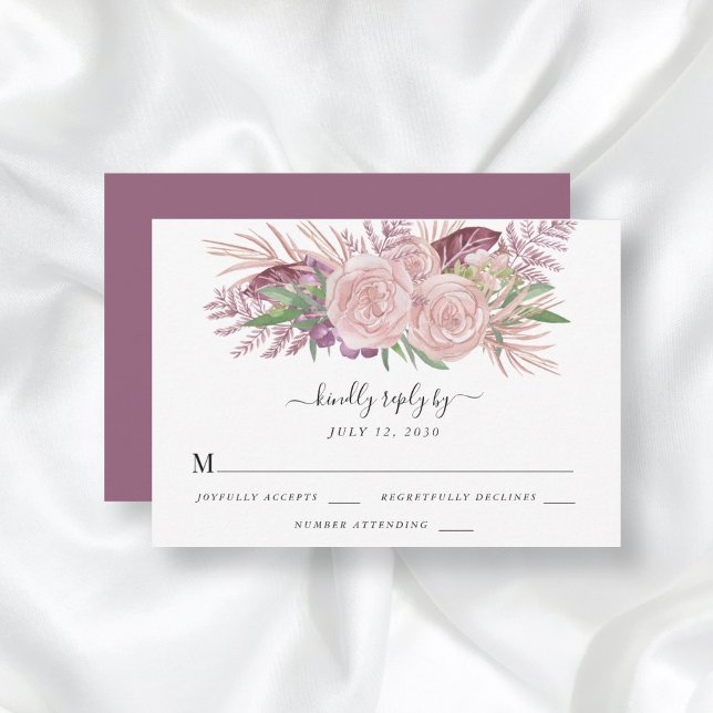Elegant Pink Floral Wedding RSVP Card (Creator Uploaded)