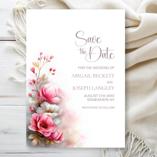 Elegant Pink Floral Wedding Save the Date (Creator Uploaded)