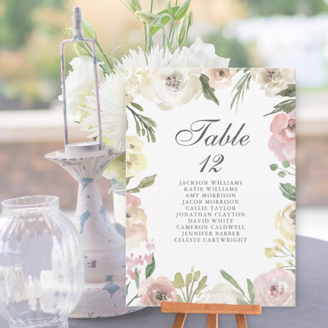 Elegant Pink Floral Wedding Table Number Card (Creator Uploaded)