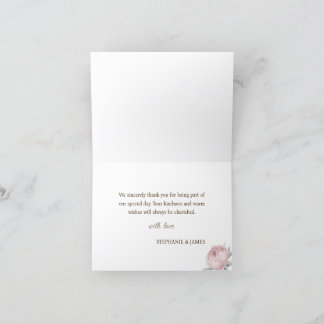 Elegant Pink Floral Wedding Thank You Card