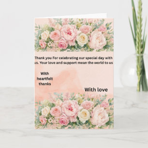 Elegant Pink Floral Wedding Thank You Card & Appre