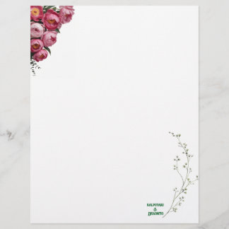 Elegant Pink Floral Wedding Welcome Sign Custom Letterhead