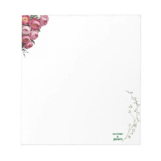 Elegant Pink Floral Wedding Welcome Sign Notepad
