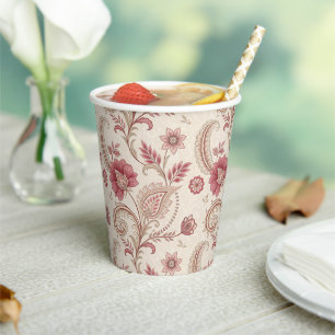 Elegant Pink Floral Whimsical Paper cup