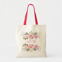 Elegant Pink Floral Wreath Monogram Wedding Gift