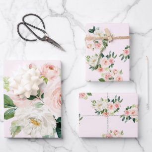 Elegant Pink Flower Bouquets Wrapping Paper Sheets