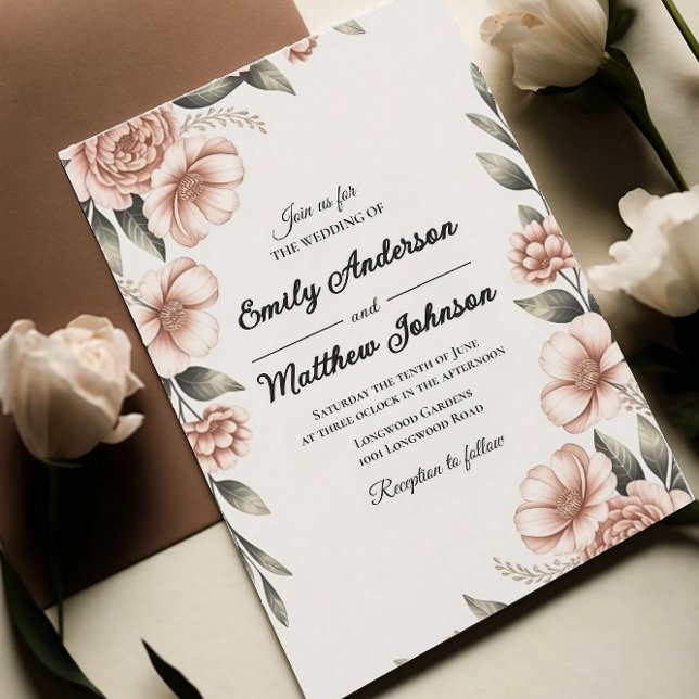 Elegant Pink Flower Designer Wedding Invitation (Creator Uploaded)