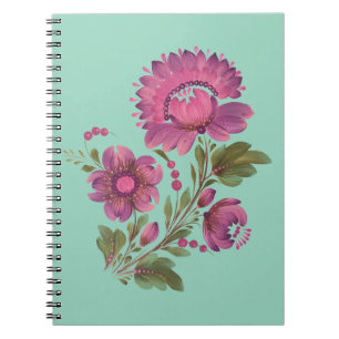 Elegant Pink Flower Folk Art Botanical Journal