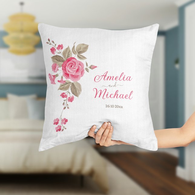Elegant Pink Flower Names Throw Pillow (Creator Uploaded)