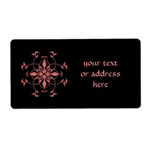 Elegant pink flower on black labels