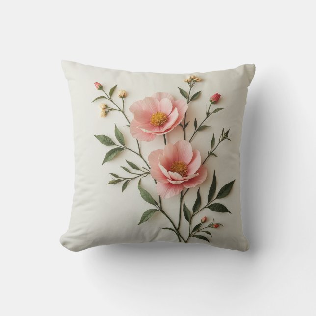 Elegant Pink Flower Pillow (Front)