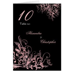 Elegant Pink Flower Swirls Table Number