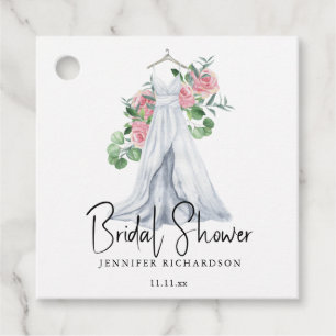 Elegant pink flowers and greenery - bridal shower favour tags