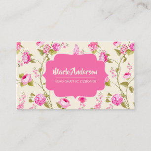 Elegant Pink Flowers Business Card
