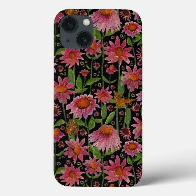 Elegant Pink Flowers Butterflies Pattern Case-Mate iPhone Case (Back)