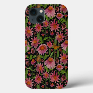 Elegant Pink Flowers Butterflies Pattern iPhone 13 Case