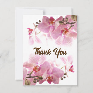 Elegant Pink Flowers Flat Thank You Sympathy Card