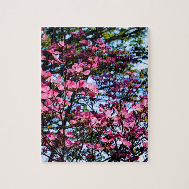 Elegant pink flowers florals blooming Dogwood tree Jigsaw Puzzle (Vertical)